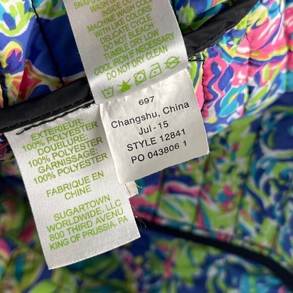 Lilly Pulitzer Quilted Black Getaway Vest Hot Spot Print Lining Women's Medium - Picture 9 of 13